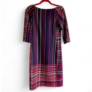 Donna Morgan 3/4 Sleeve Plaid Print Midi Sheath Dress Size 8